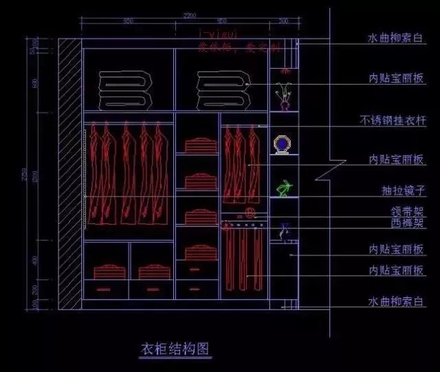 超实用衣柜内部结构设计图,定制柜子就靠它了@橙家全